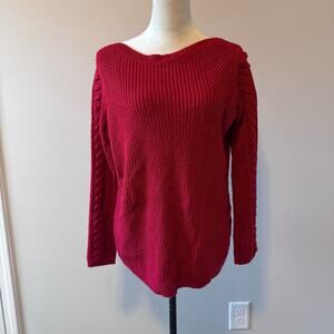 St Johns Bay Red Knit Sweater Romantic Oversized M